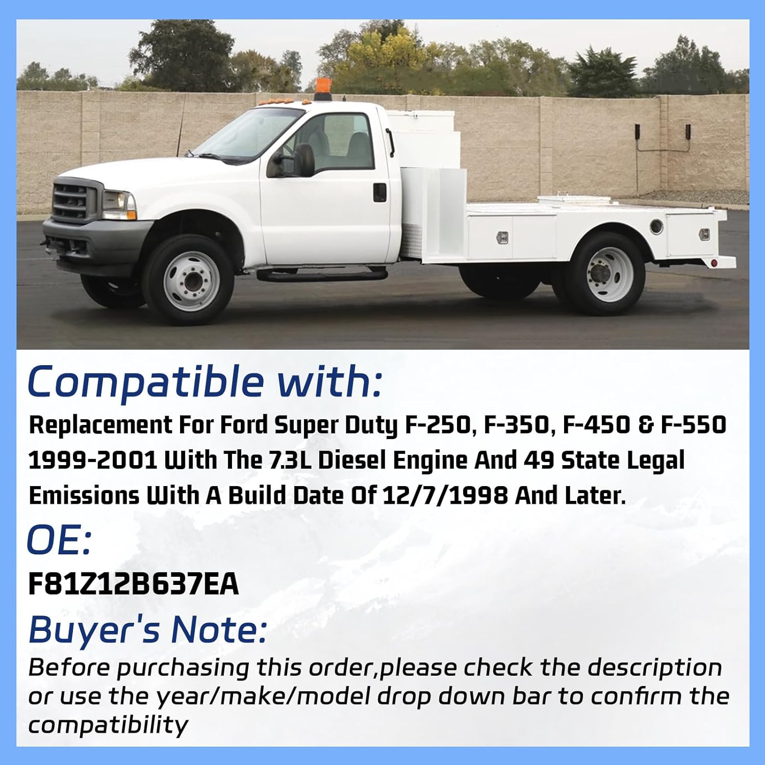 Engine Wiring Harness Replacement for 1999 2000 2001 Super Duty F250 F350 F450 F550 7.3L Diesel w/o Cali F81Z12B637EA F81Z-12B637-EA