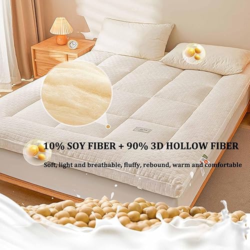 Miniatura 4 de Japanese Floor Mattress Foldable & Portable Roll Up Futon Mattress 4 Inch, Warm Top Mattress Topper, Quilted Fitted Mattress Protector Pillow Top