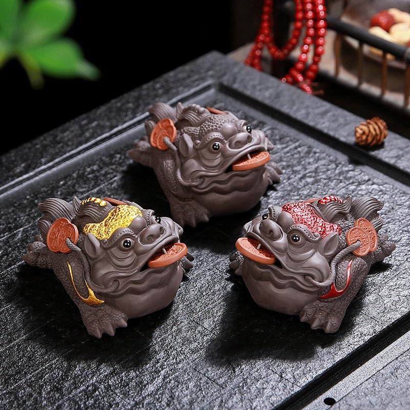 Crapaud doré bonne chance TUSUOD - Cadeau idéal pour amateurs de service à thé Kung Fu