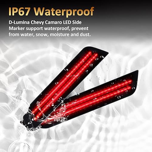 Miniatura 6 de D-Lumina Chevy Camaro - Luces de marcador laterales ahumadas para Camaro 2010 2011 2012 2013 2014 2015, parachoques trasero rojo marcador luz