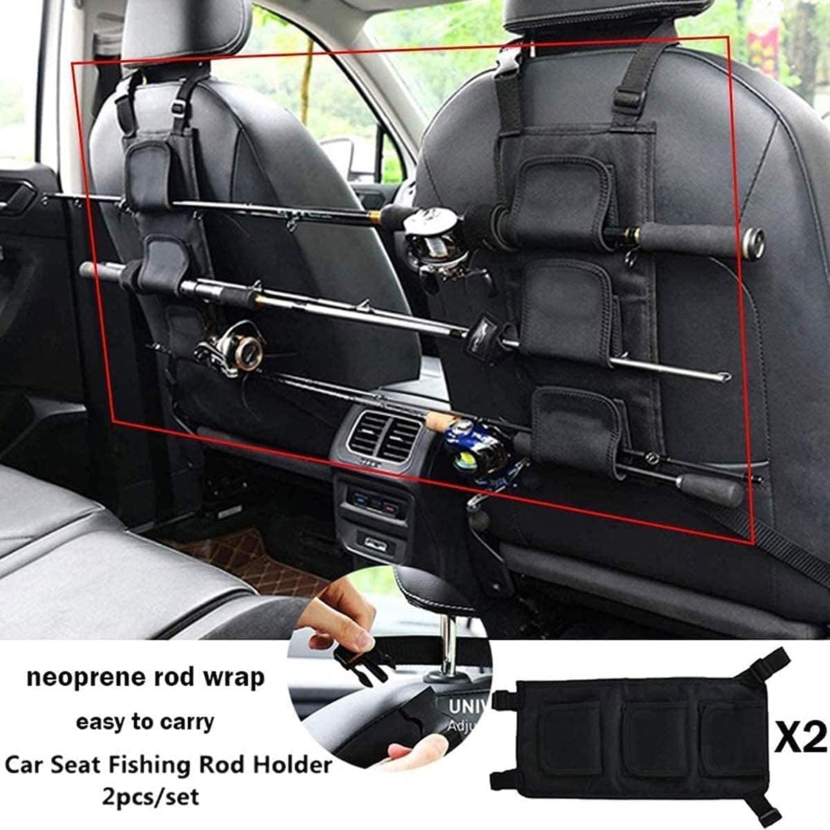 Fishing Rod Holder Adjustable Polyester Strap Combined Fishing Rod Bracket for Vehicle/Ship Rear Seats, Vehicle Fishing Pole Storage Rack for SUV Wagons Van