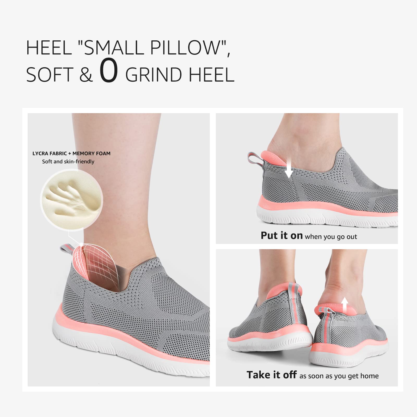 HKR Basket San Lacet Femme Chaussures de Respirantes Marche Mode et Sport Travail Tennis Confortable Chic Femme Ultra LéGèRe Fitness Campus Slip on Enfiler Sneakers