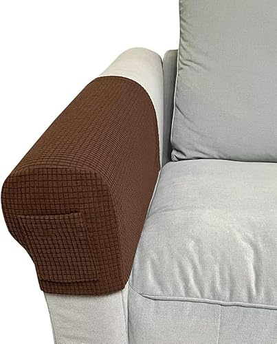 4 fundas elásticas para reposabrazos de color sólido, antideslizantes, para sillas, sofá, sillón, fundas para sofá reclinable con bolsillo