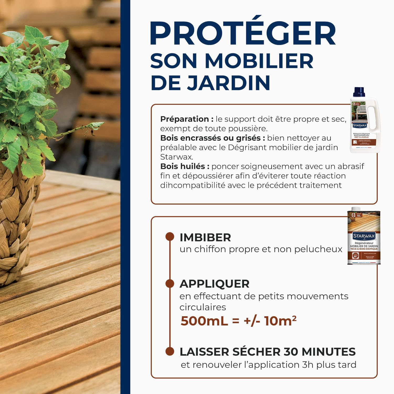 STARWAX Régénérateur Teck Bois Exotiques 500ml Jusqu'à 10m²