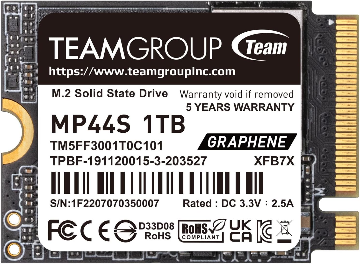 TEAMGROUP MP44S SSD 1TB SLC Cache Gen 4x4 M.2 2230 PCIe 4.0 NVMe Steam Deck ASUS ROG Ally Mini PCs R/W Speed up to 5000/3500 MB/s TM5FF3001T0C101