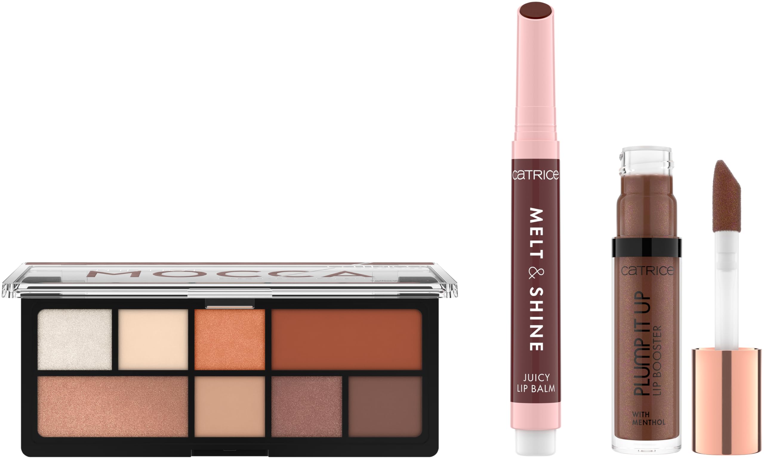 Catrice ZESTAW DO MAKIJAŻU MOCCA DAZE (1pcs) | Dwa produkty do ust i jedna paleta cieni do powiek