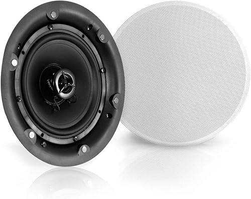 Pyle Pyle PWRC65BT - Altavoz de montaje en techo y pared - Altavoz inalámbrico Bluetooth de 6.5 pulgadas de doble sonido estéreo de 2 vías con 300
