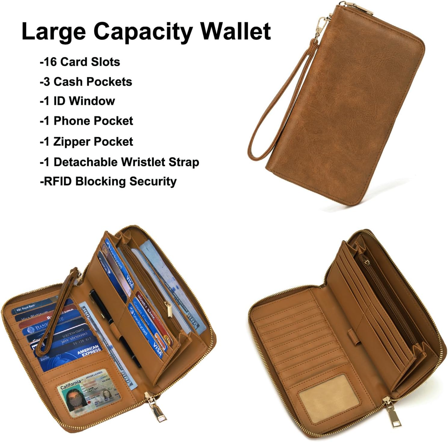 Soperwillton Women Fashion Backpack Purse Anti-Theft Leather Shoulder Bag Travel Multi Pockets Handbag Wallet Set 3pcs - Image 5