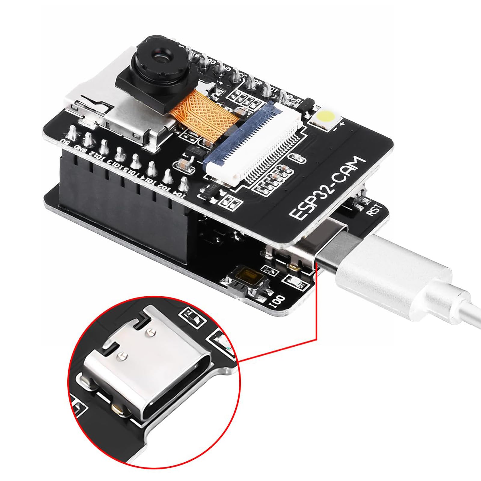Diymore 2 Piezas para ESP32 USB C para ESP32 CAM Placa de Desarrollo, WLAN/Bluetooth, DC 5V Placa de Desarrollo de Doble núcleo con módulo de cámara 2640