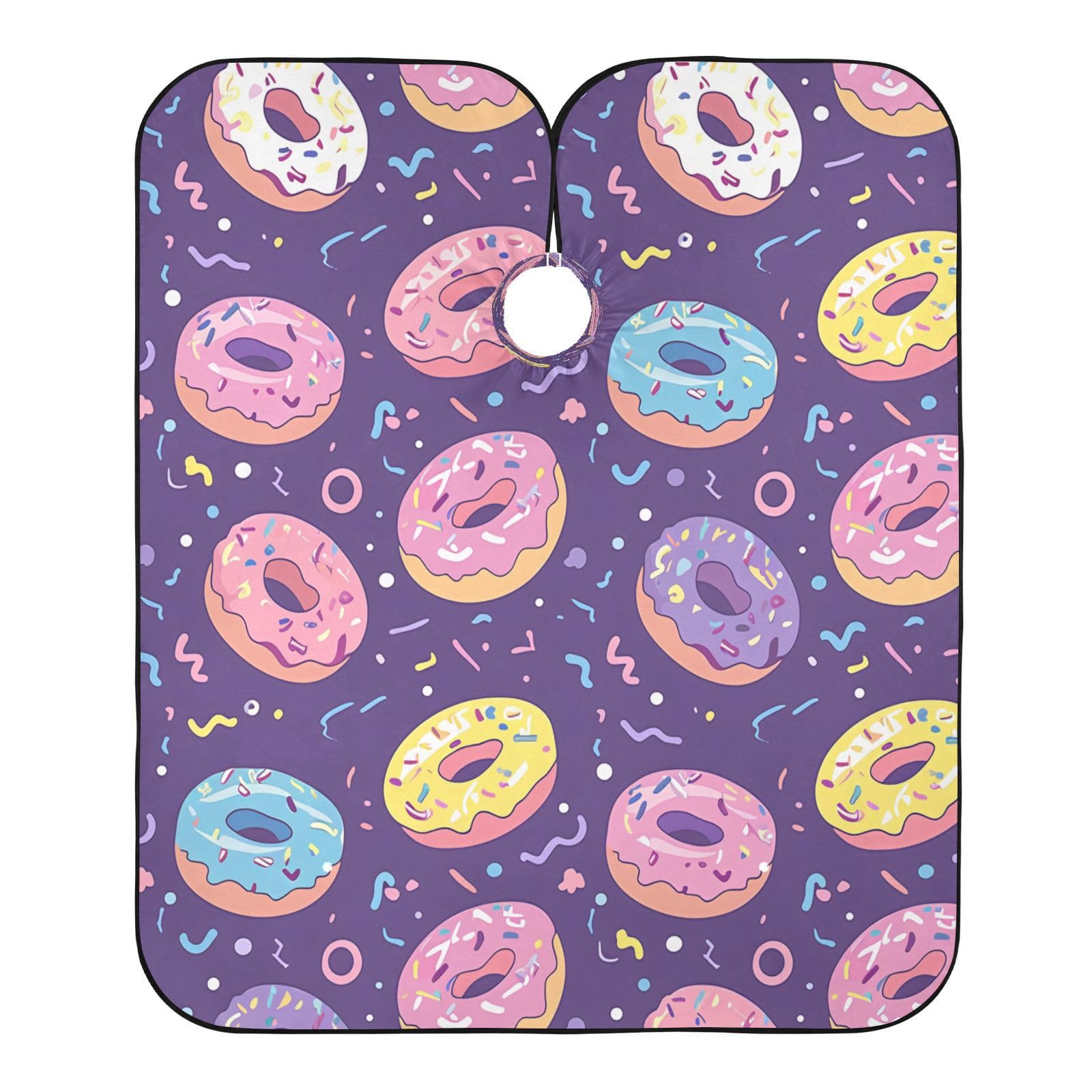 Kigai Cartoon Donuts Hair Cutting Cape for Men & Women Waterproof Barber Cape Professional Hairdressing Salon Styling Apron with Adjustable Closure Snap