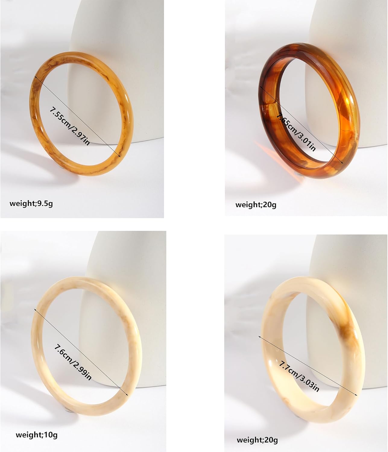 4PCS Chunky Acrylic Bangles Bracelets for Women Geometric Acrylic Large Cuff Bracelet Thick Wide Statement Bangle Bracelets for Women Resin Jewelry - Image 5