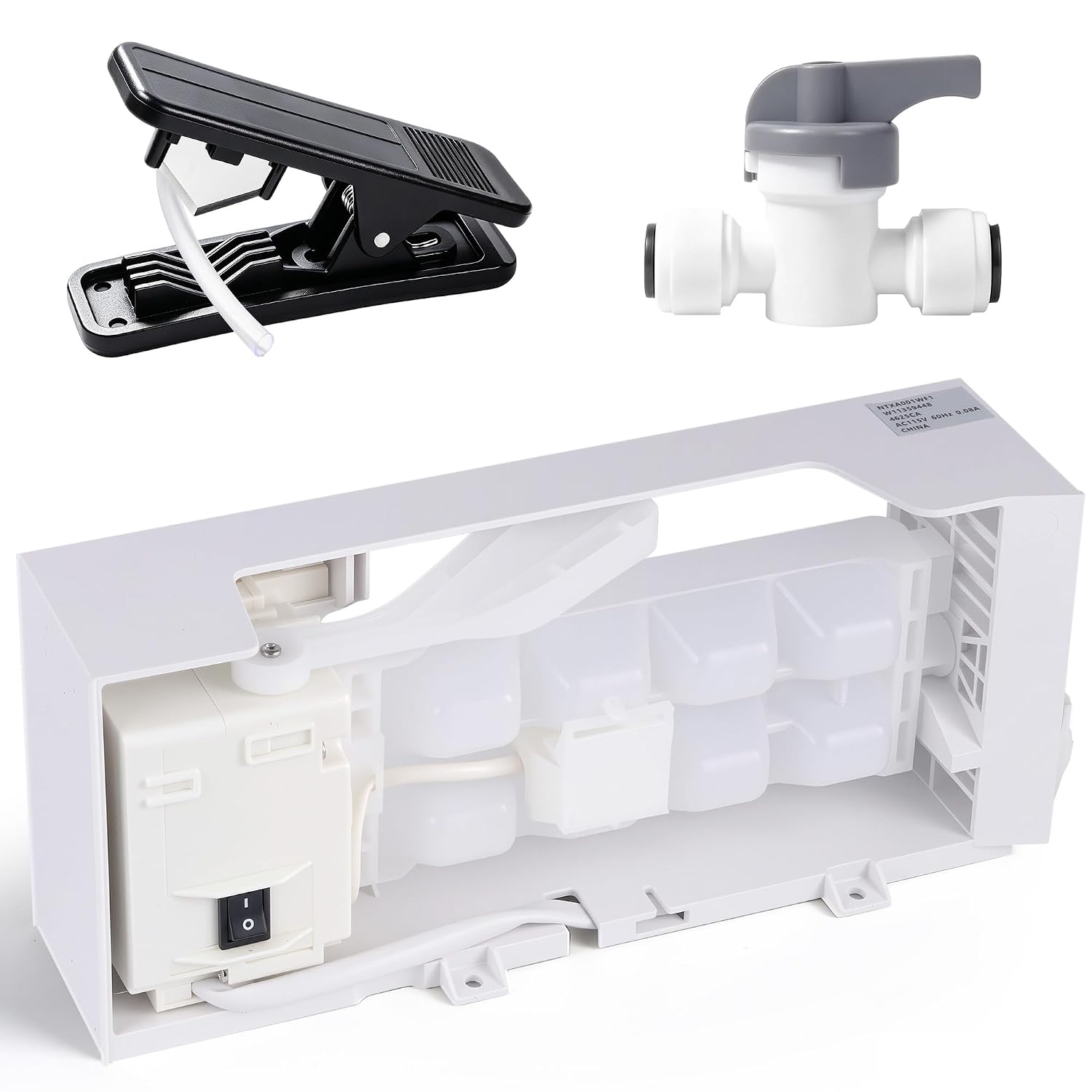 W11700250 W11359448 W11546935 W11633658 Ice Maker 5Pin for WRS321SDHZ08 WRS325SDHZ08 WRS315SDHZ08 Compatible with Whirlpool Kenmore Amana Maytag Refrigerators, Pipe Cutter & Water Inlet Valve Set