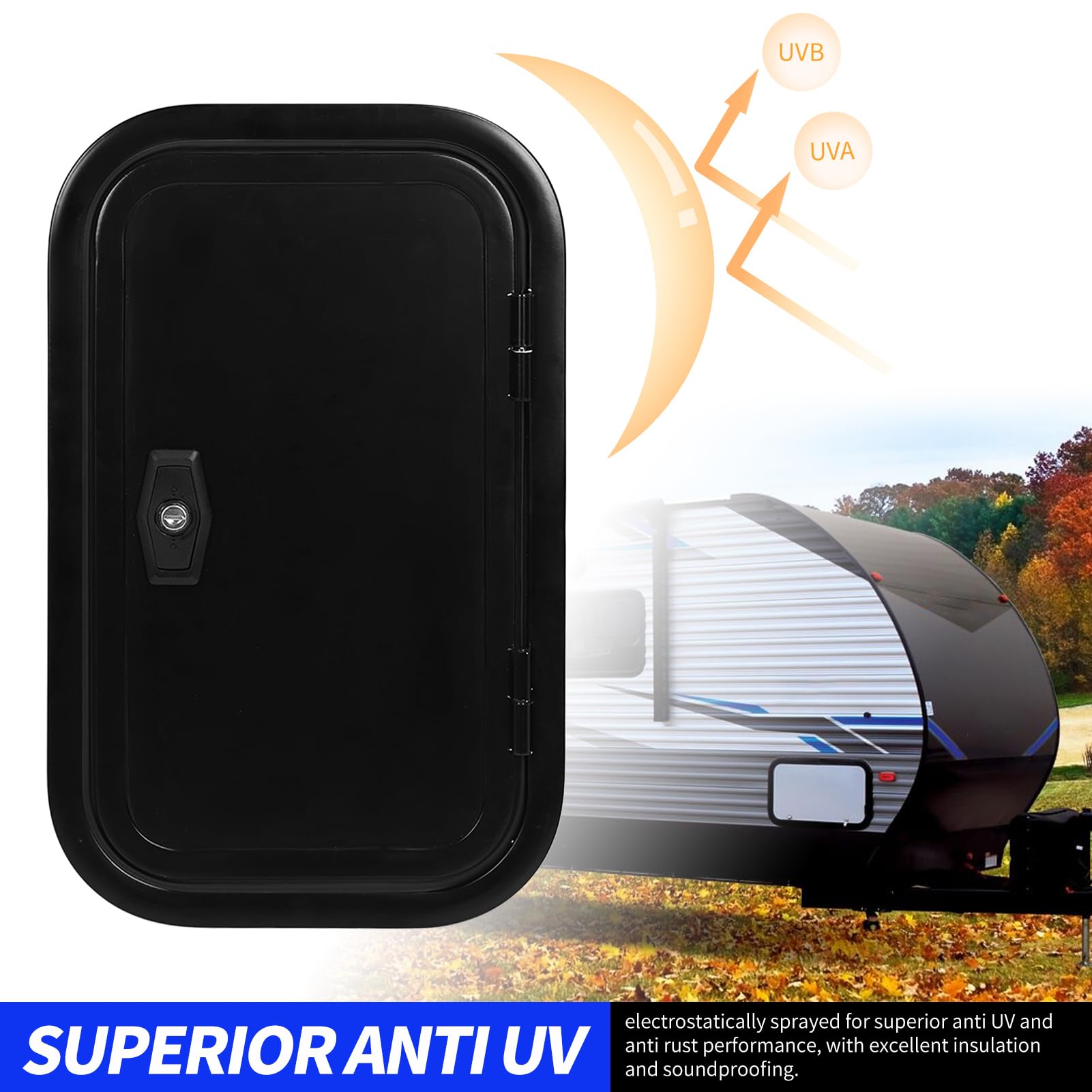 Porte-bagages de Rangement pour Camping-car, Porte-bagages de Camping-car Noir Robuste avec Coins Arrondis Carrés avec Serrure Plate et Clés pour Camping-car