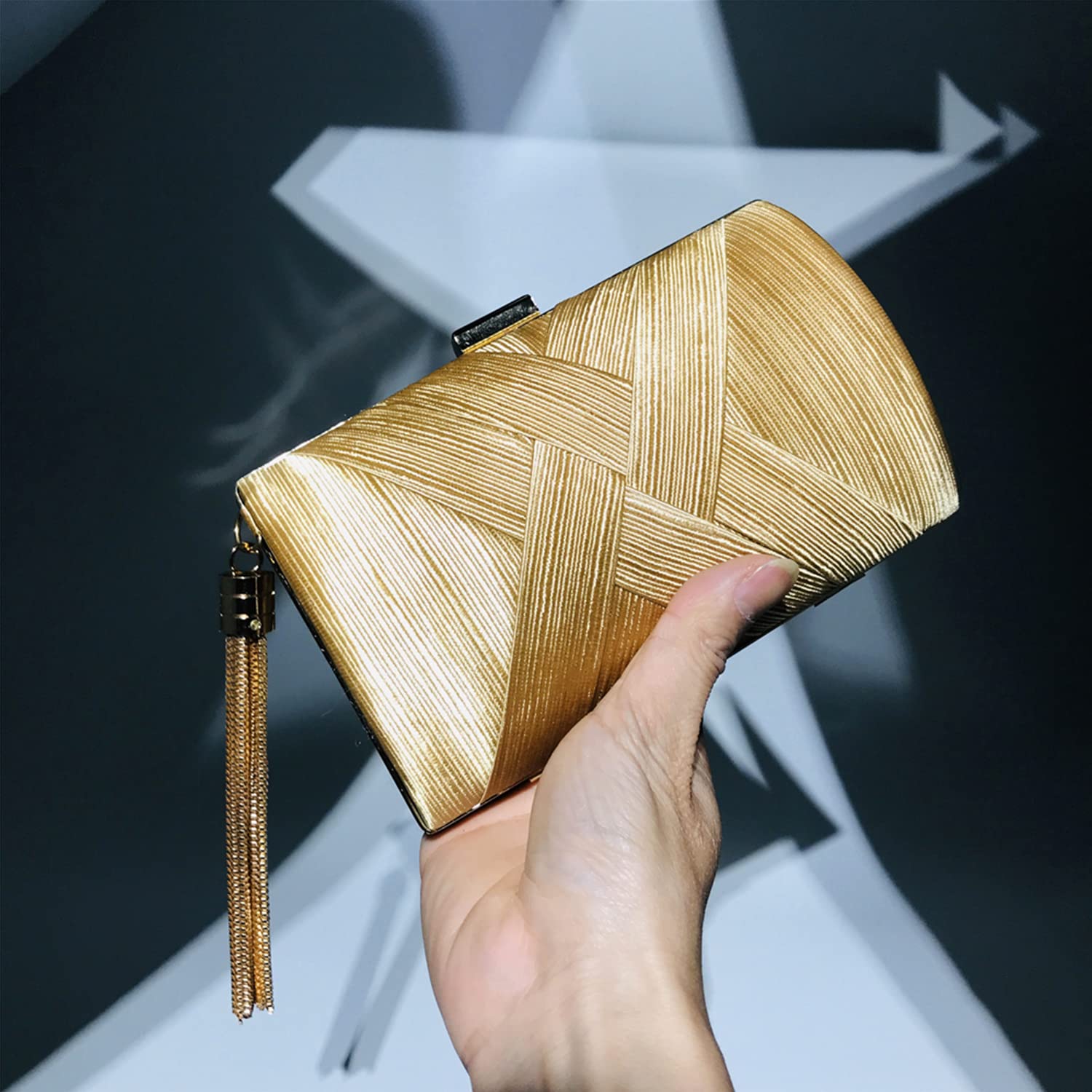 SUKUTU Bolso de Mano de Noche para Mujer Bolso de Satén para Boda Fiesta Noche Borla Colgante Cóctel Graduación, Bolsos de Mano