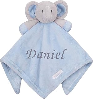 Baby Personalised Elephant Comforter Blanket Soft Snuggly Animal Design (Blue Elephant)