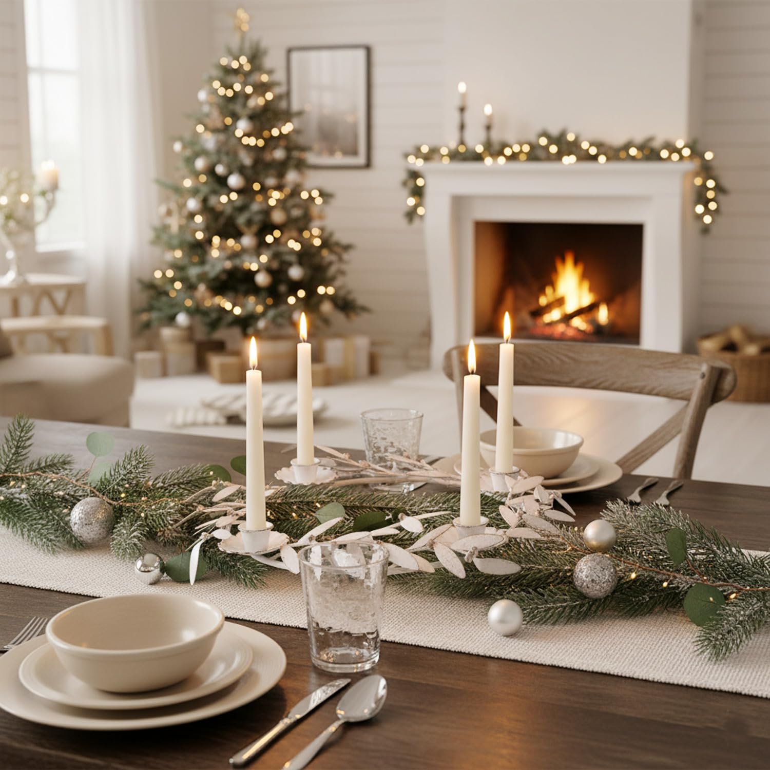 MACOSA PO540060_101 - Corona dell'Avvento con foglie, in metallo, 35 cm, 4 candelabri, decorazione da tavolo, Avvento, decorazione natalizia