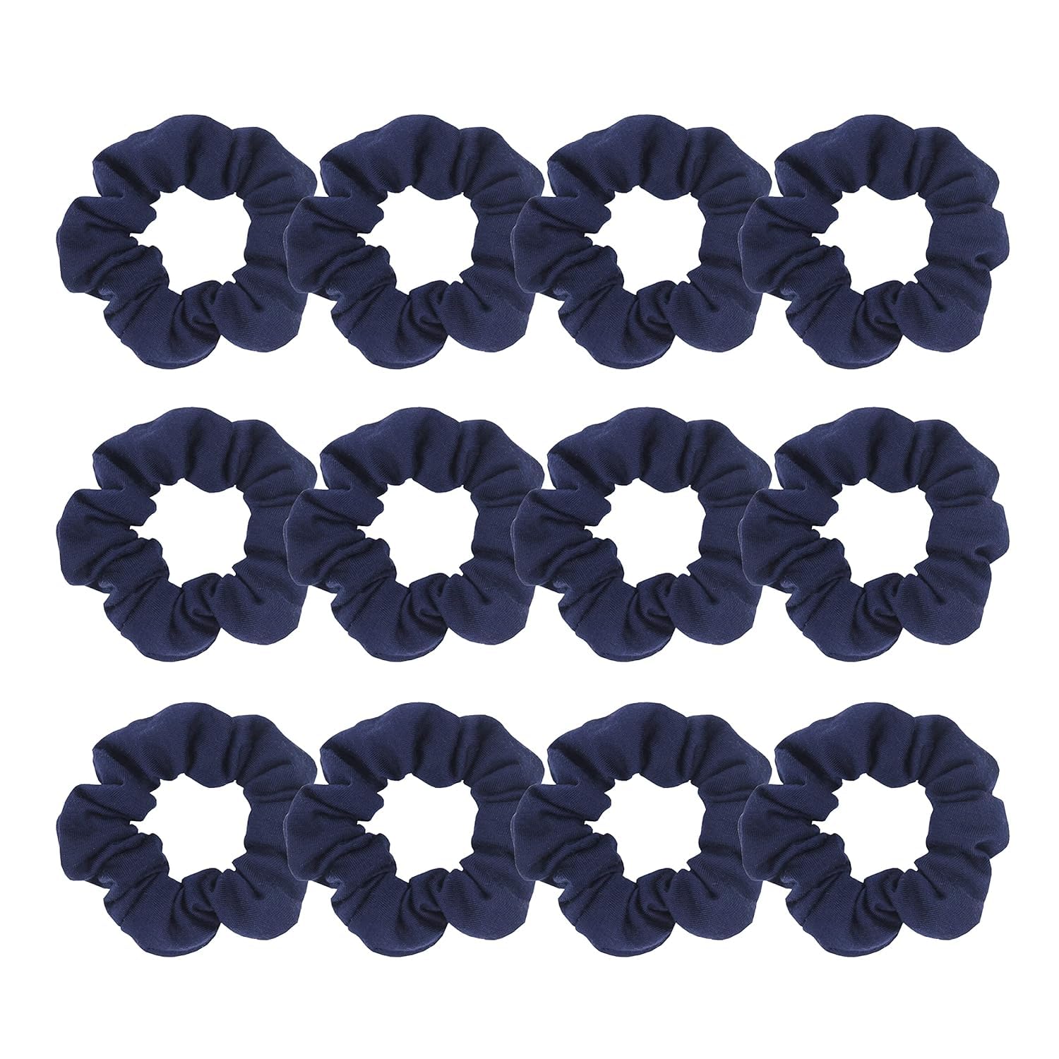 Scrunchies Fancy Pastel Navy Blue Cotton Ponytail Holder Elastic Hair Bands 4 inch (Navy blue Scrunchies, 12 Count)-image-17
