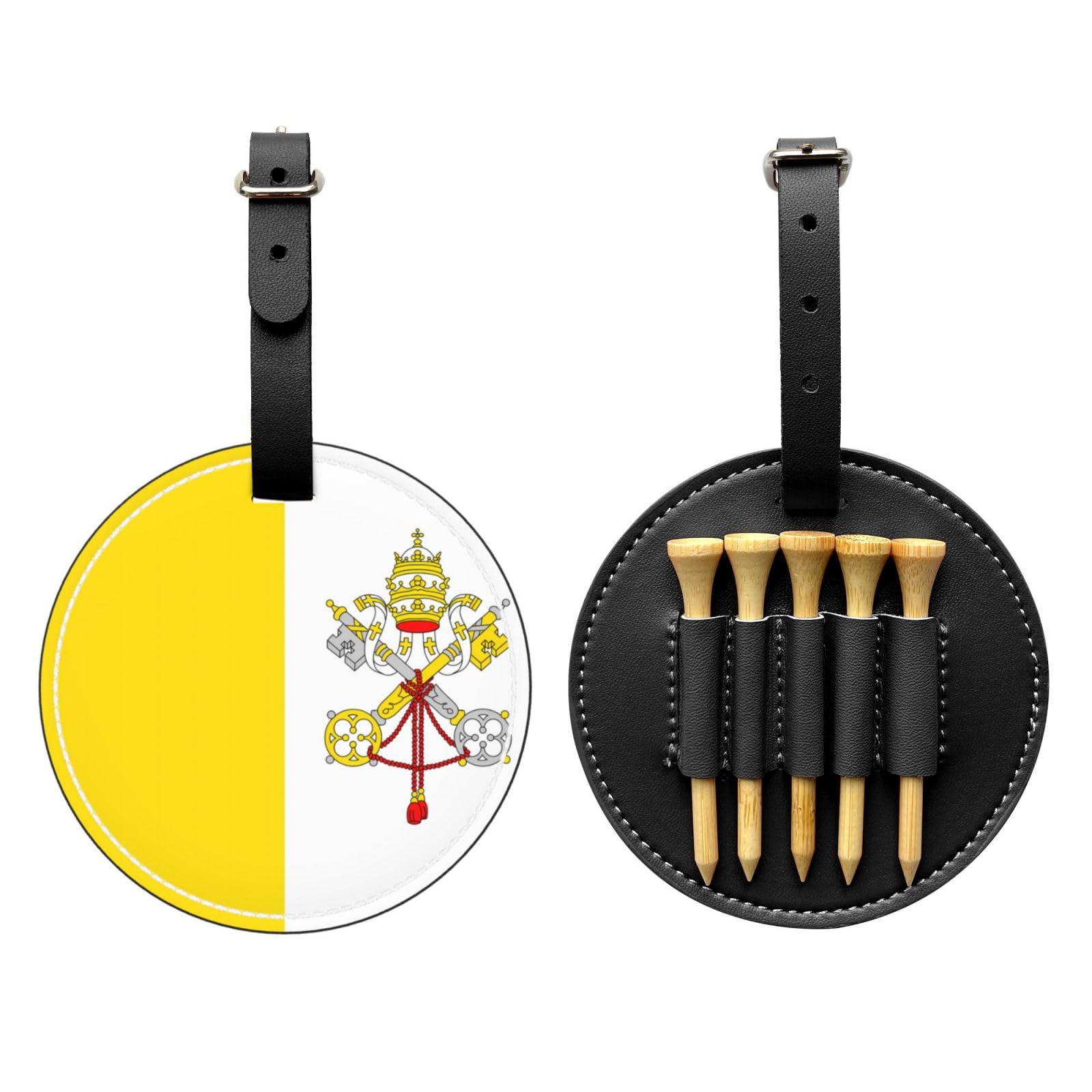 Vatican flag Black Printed golf tee storage bag - portable design, easy to organize tee