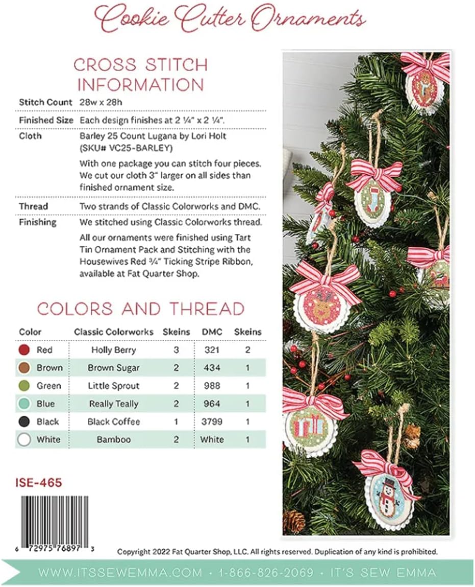 It's Sew Emma Cookie Cutter Ornaments Cross Stitch Pattern, Multi