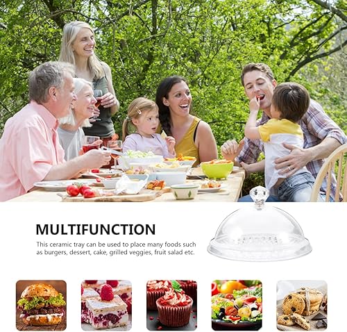 Miniatura 4 de BESTonZON Bandeja de exhibición de postres, cuadrada de 8.27 x 8.27 x 5.91 pulgadas, bandeja de polipropileno transparente con tapa acrílica,