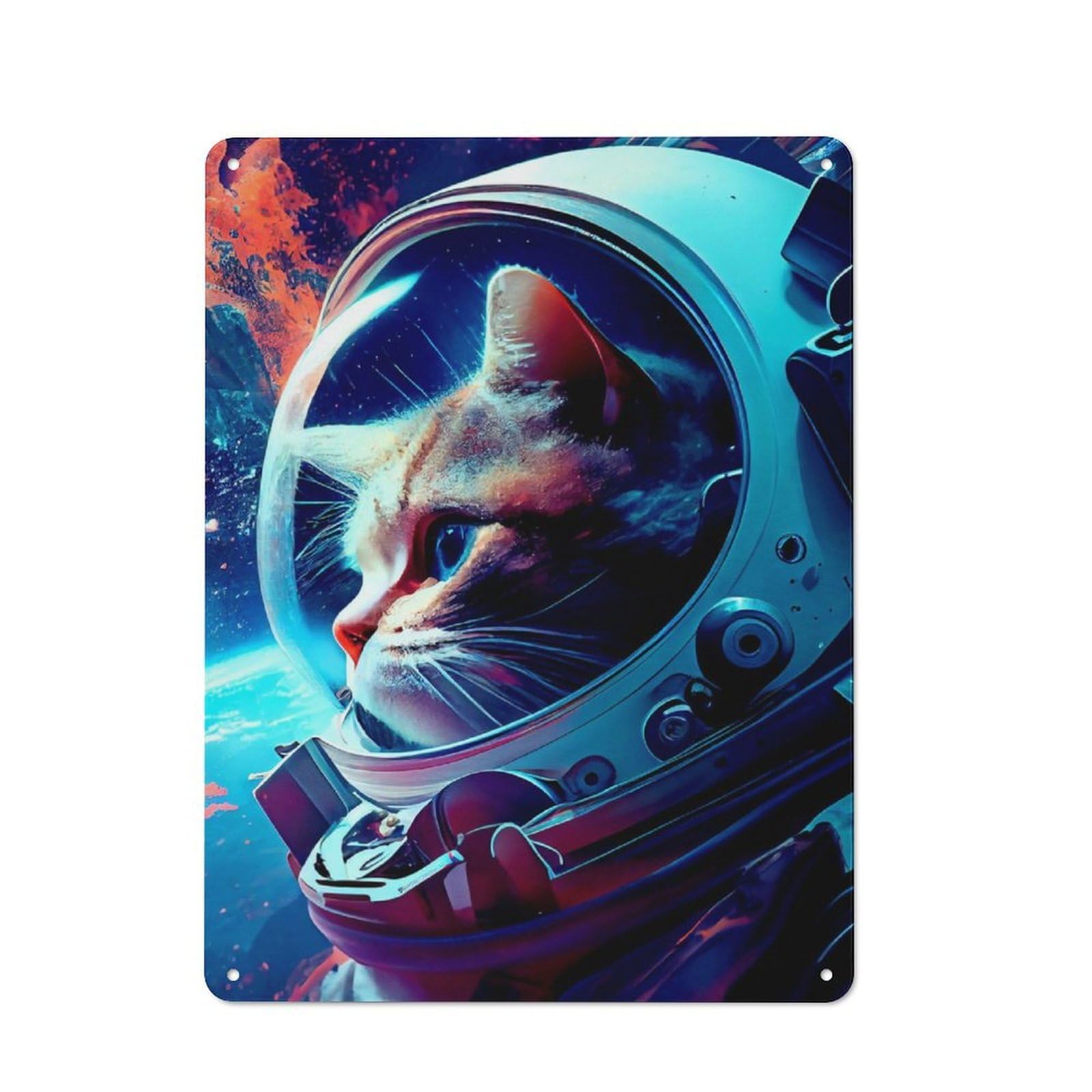 Junmoney Cat Astronaut Tin Wall Plaque 40X30cm With For Kitchen Or Home Bar, Suited To Kitchen Decor Lovers