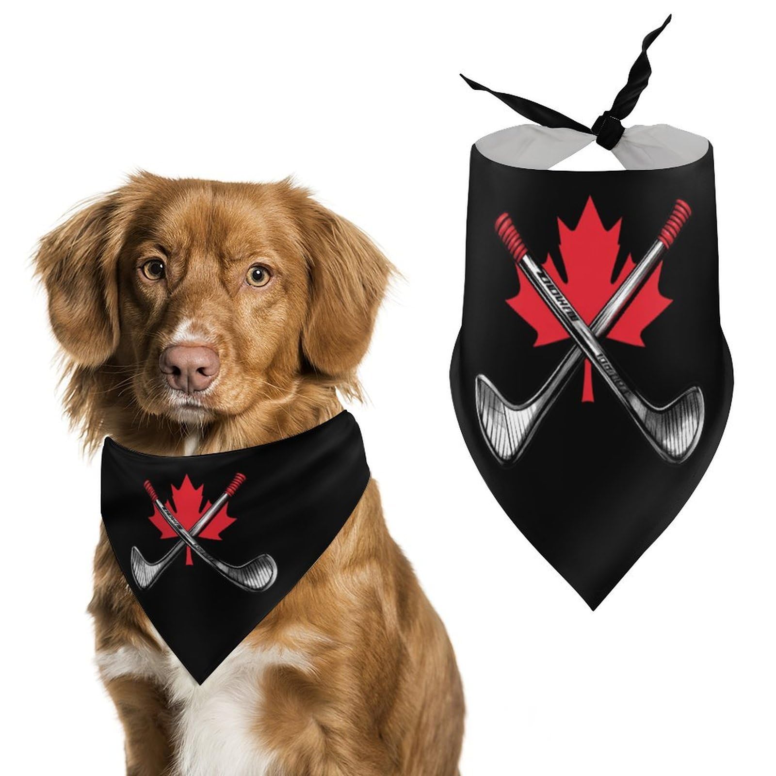 Canada Ice Hockey Maple Dog Bandanas Print Triangle Scarf Adjustable Dog Bibs Handkerchief Holiday Party Costumes