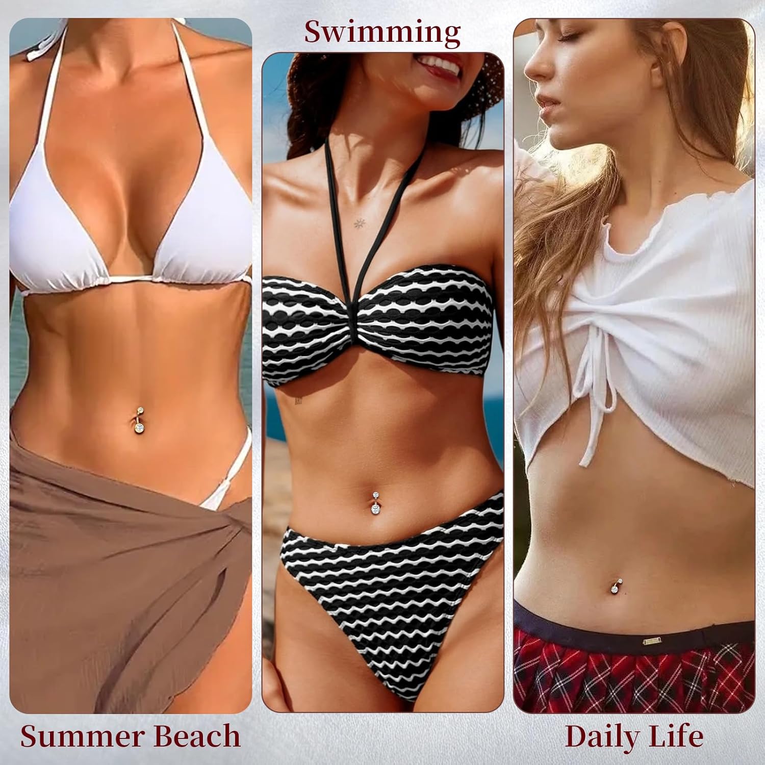 limerencia Moissanite Belly Button Ring, G23 Titanium Hypoallergenic Internally Threaded Navel Jewelry, Curved Dangle Belly Ring Piercing Jewelry for Women, Men - Image 7