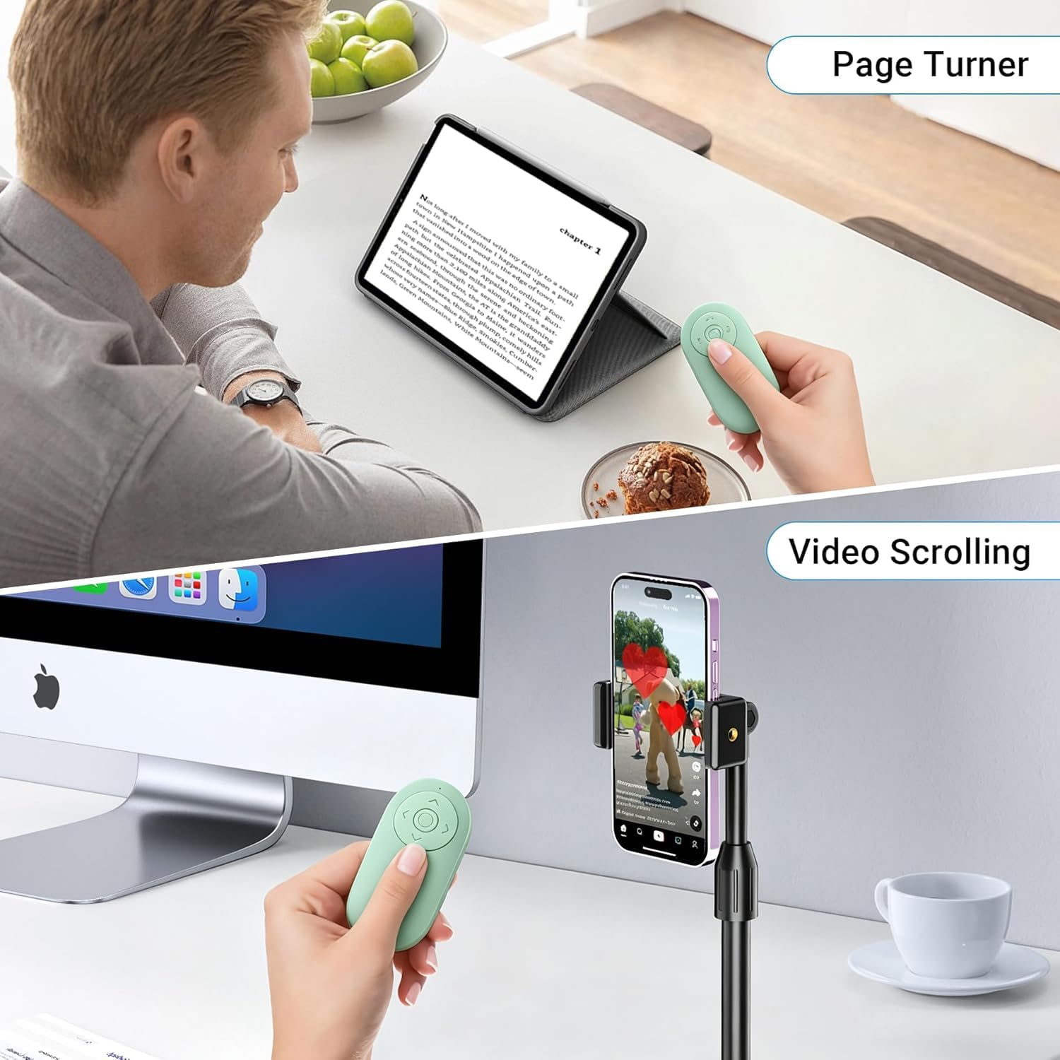 Rechargeable Camera Remote for iPhone Android, Zoom Control