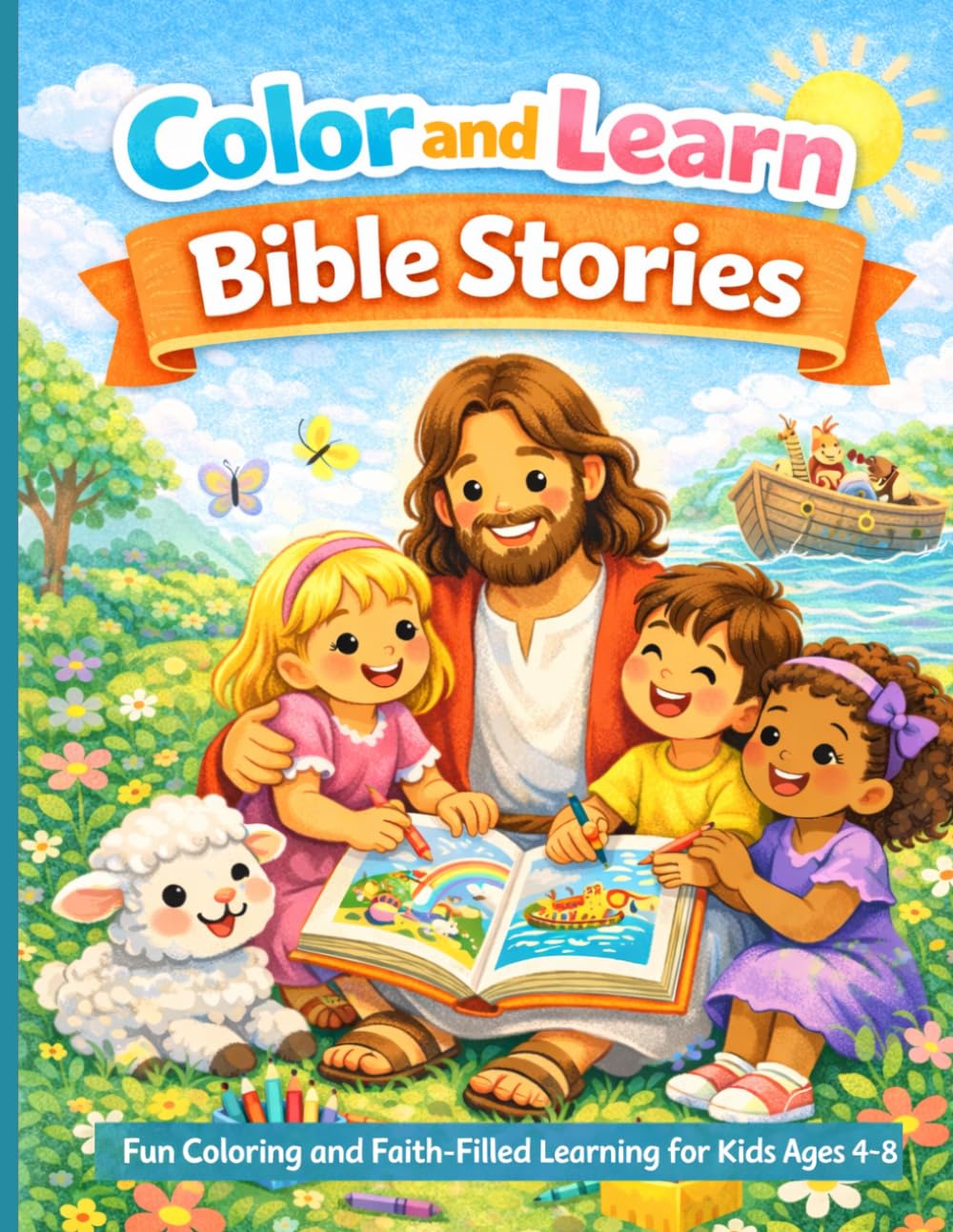 Color and Learn Bible Stories: A Fun Christian Activity Book for Kids Ages 4–8