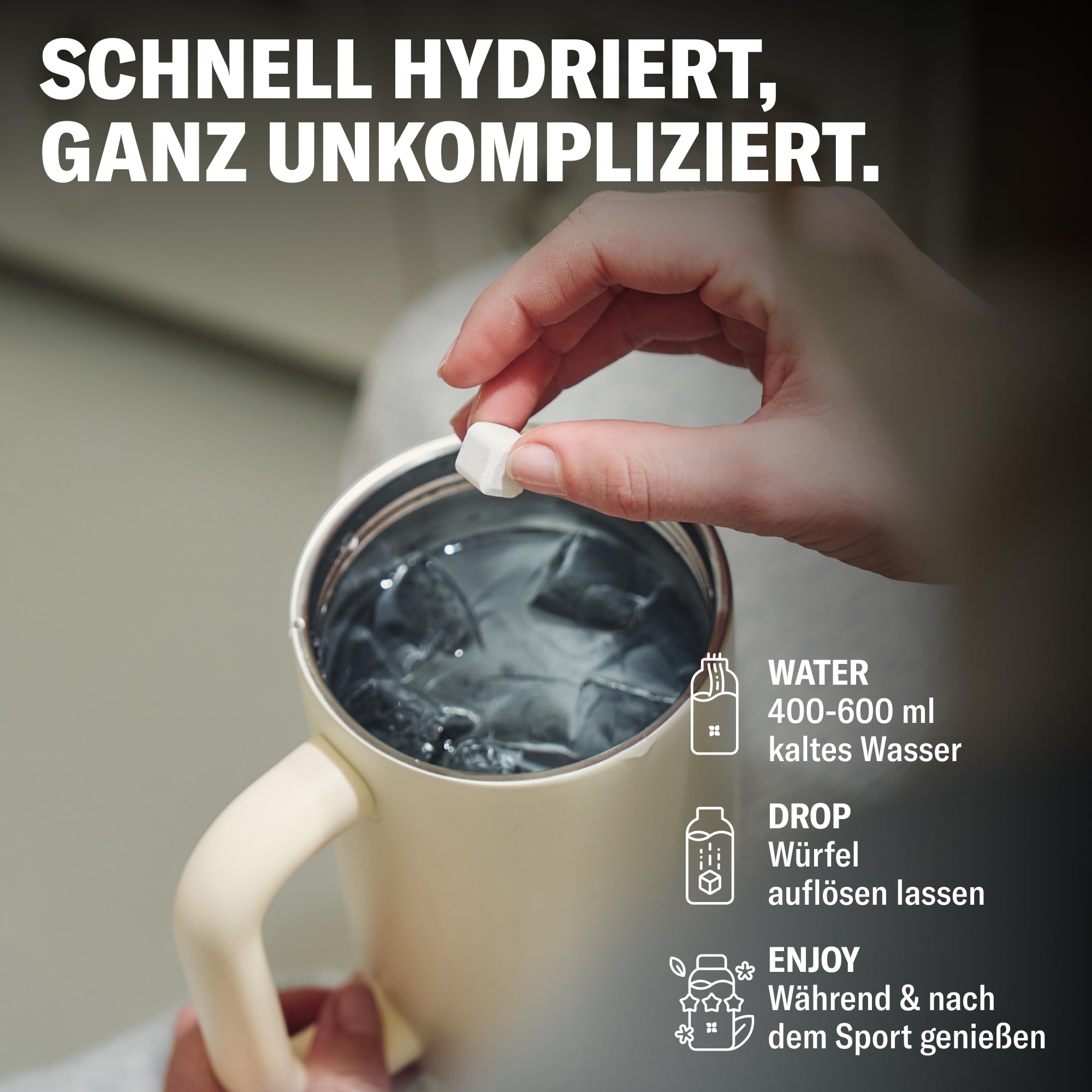waterdrop® Microlyte Mix – Elektrolyte ohne Zucker für Sport – 36 Drops Würfel mit Magnesium, Kalzium, Natrium + Zink – Hydration & Geschmack für Wasser in Erdbeere, Grapefruit & Zitronen-Minze