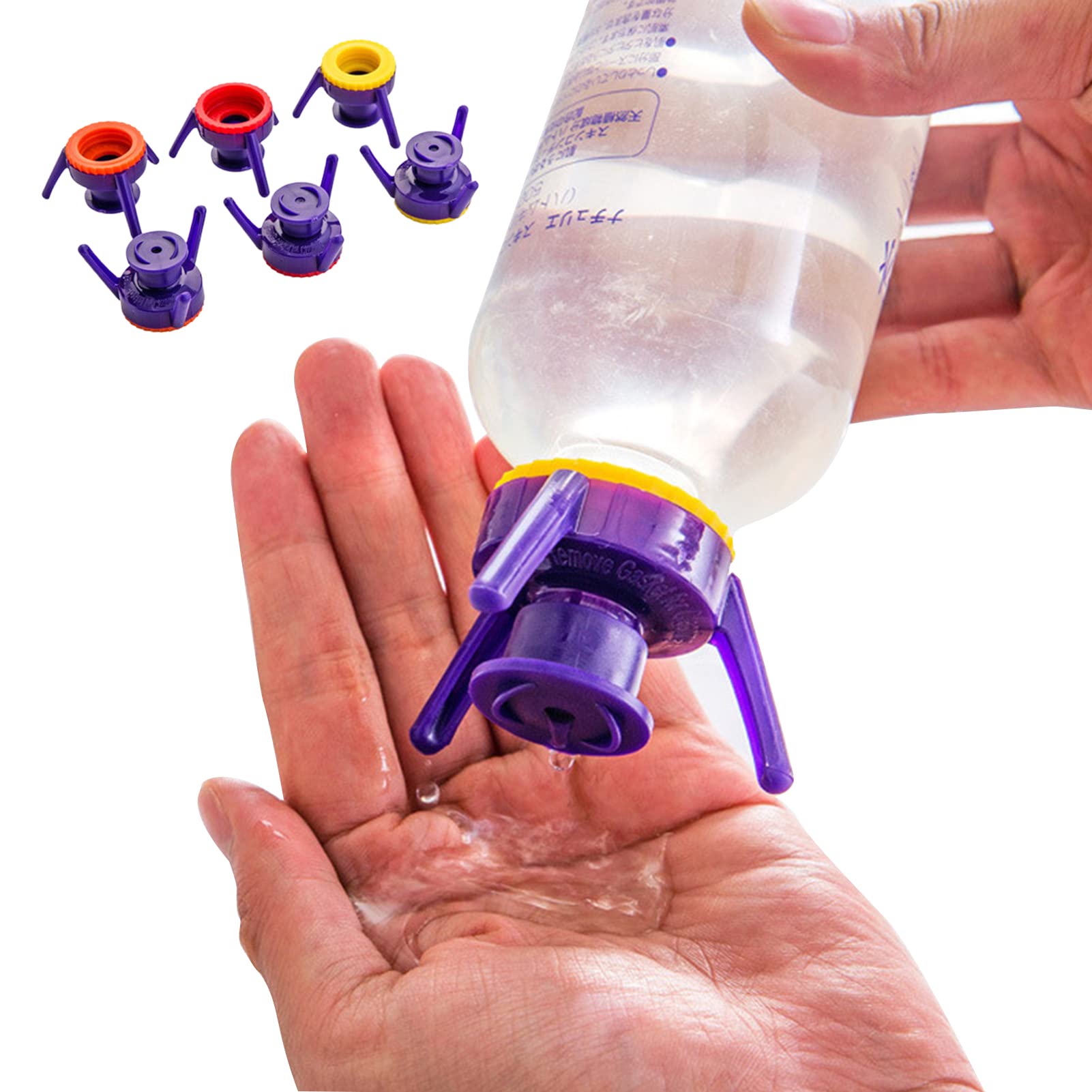 Fluoro (6 Pack) Bottle Emptying Stand Kit - Drops Squeezing Inverted Stand Cap Leak-Proof Squeeze Cap Closure Cap Bottle Cap Tripod Stand Upside Down Stand Cover