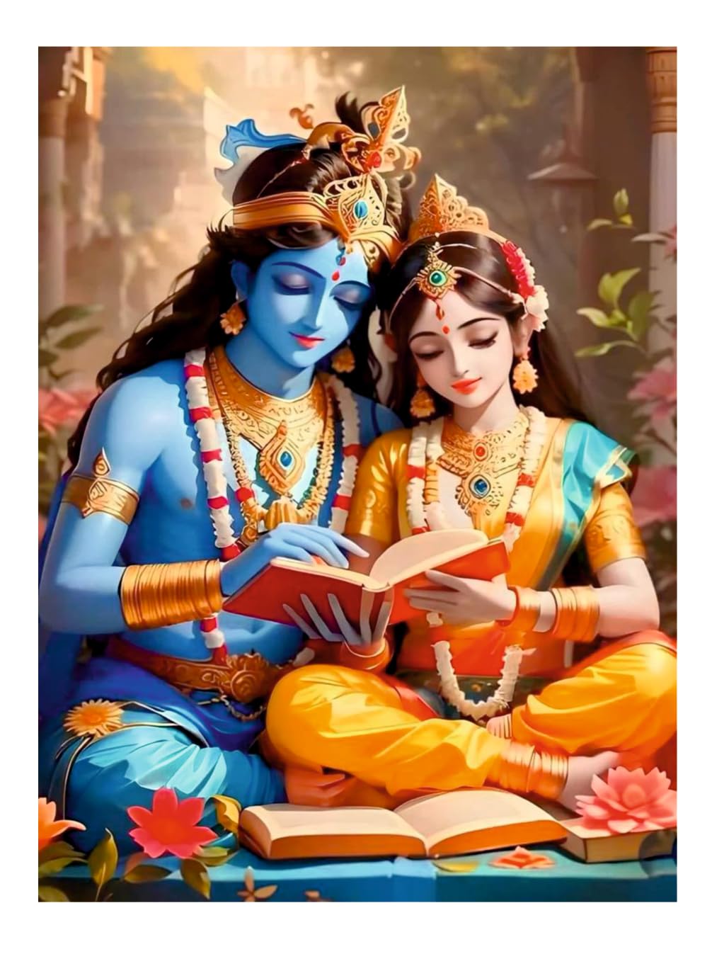 Akki Wold Krishna with Radha Gita Reading Wall Poster for Livng Room, Kids Room, Office (Size - 60CM X 46CM) (B0CW9T4BLX) Amazon Price History, Amazon Price Tracker