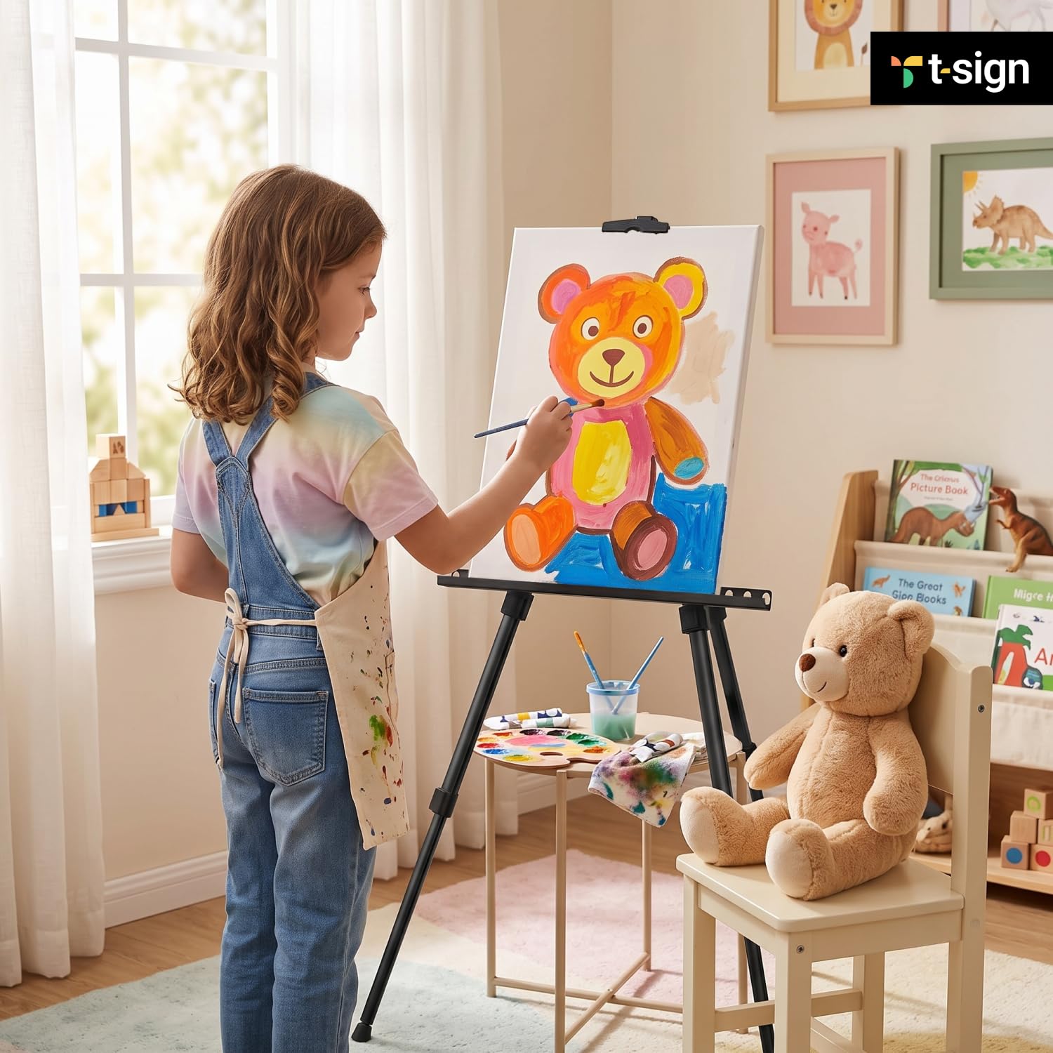 T-Sign 17 to 66 Inch Heavy Duty Easel Stand - Adjustable Metal Tripod Art Easel for Painting and Display Portable Canvas Stand with Carrying Bag for Artists Tabletop and Outdoor Use Black 1 P product thumbnail 3