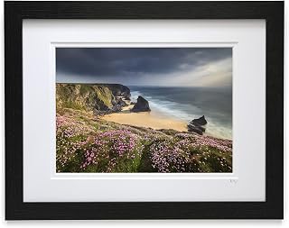Mounted or framed photograph by Andrew Ray featuring a spring evening at Bedruthan Steps in Cornwall.