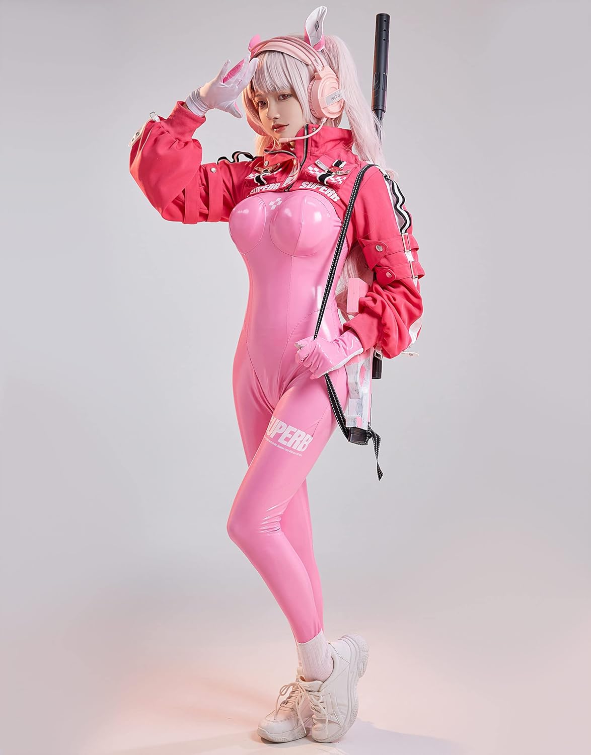 Cosplay.fm Women’s Nikki Alice Cosplay Costume Bodysuit with Ear Gloves