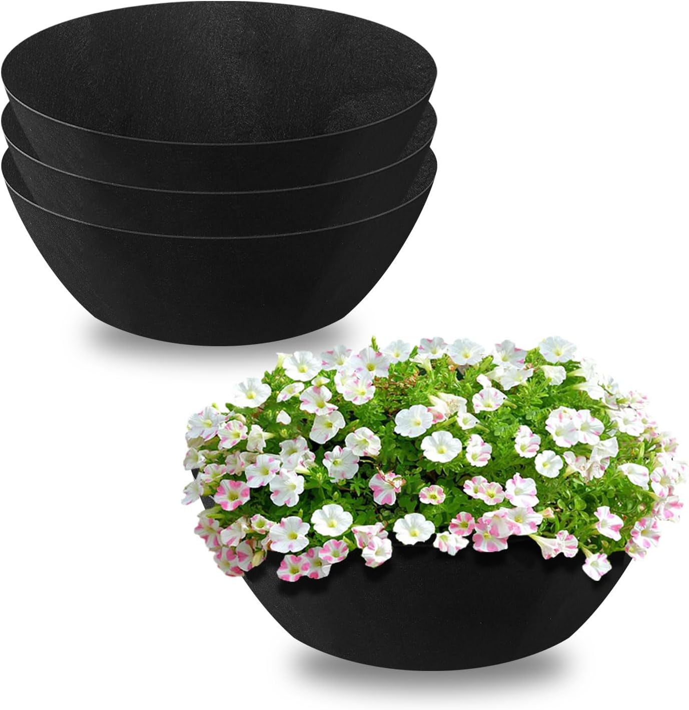 Non-Woven Fabric Plant Grow Bags Replacement 16 Inch 2 Pack Coco Liner Window Basket,Trough Shaped Wall and Deck Mount Planters,Round Hanging Basket