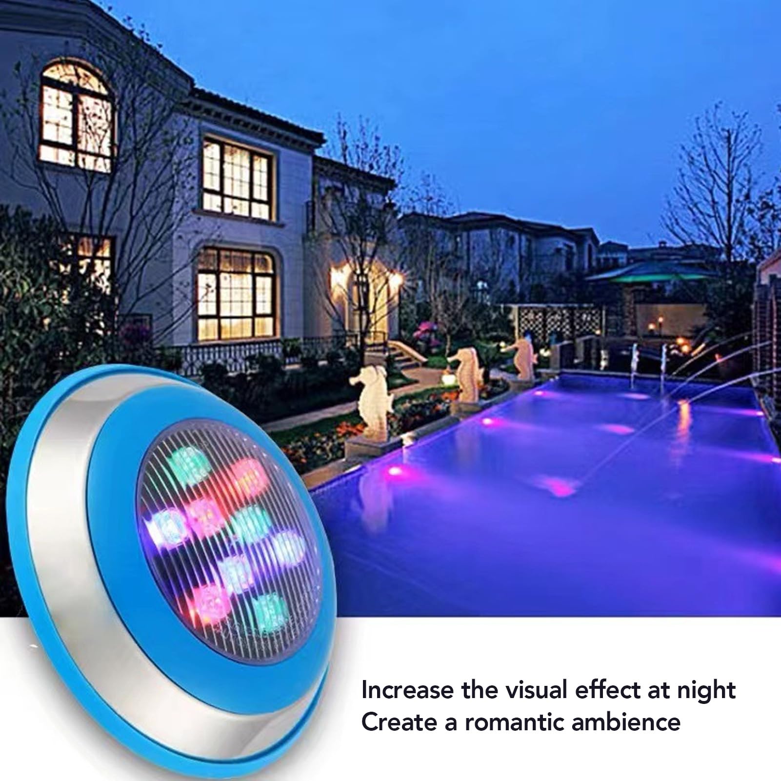 Aramox An der Wand Montierte Poolleuchte, ABS-LED-Unterwasser-Schwimmbadleuchte 24 V 6000 K weiß, wasserdichte Eingebettete Lampe für Pool, Teich, Brunnen, Villa, Innenhof (9W)