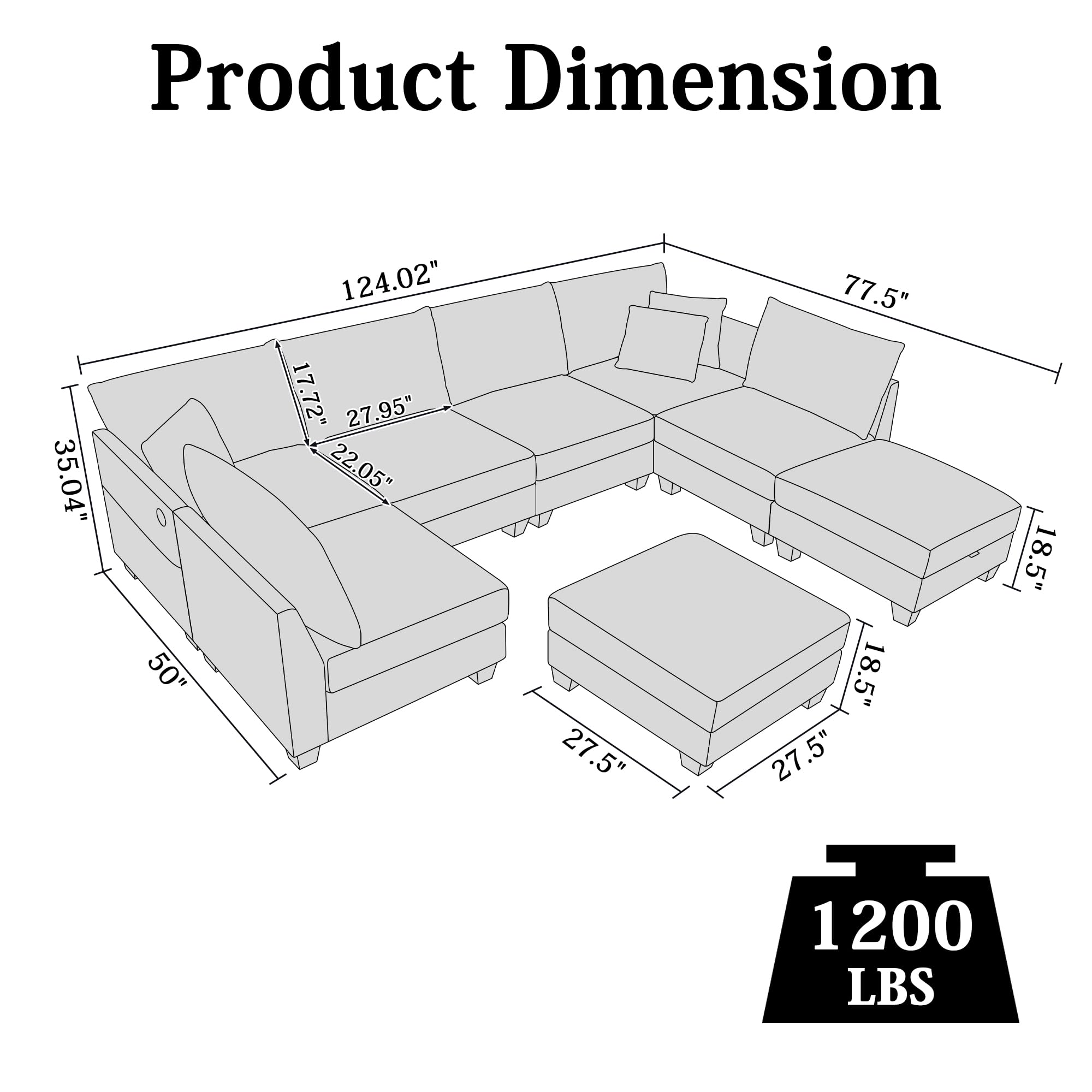 アメリカ製ソファ Amazon.com: ZX Design 8 Seater U-Shaped Sectional Couches with