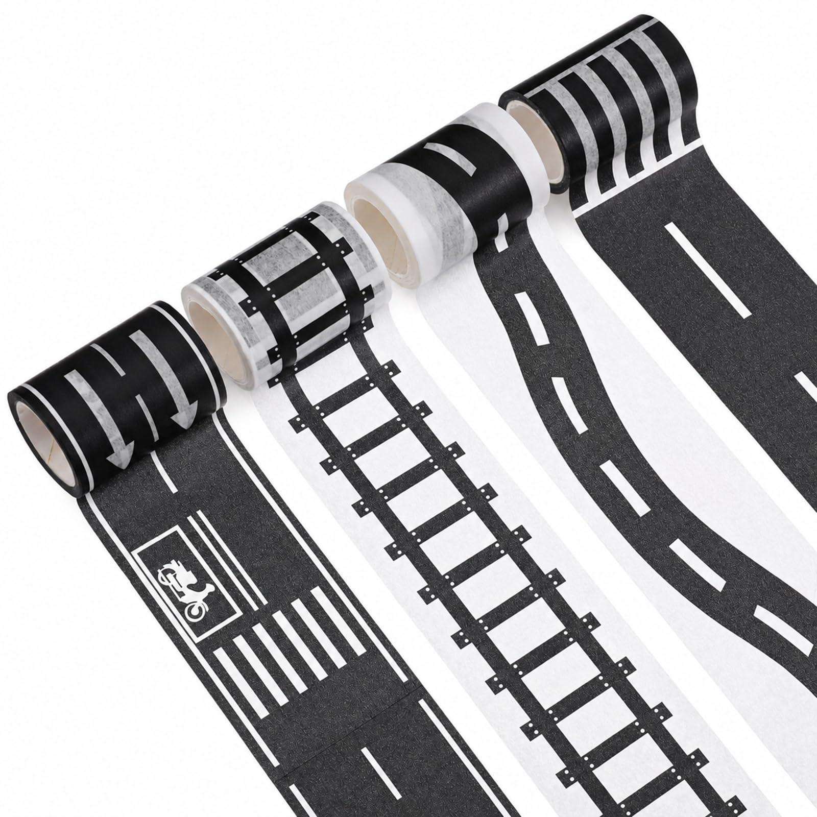 4 Rolls Race Track Tape, Removable Road Tape Highway Washi Tapes Set