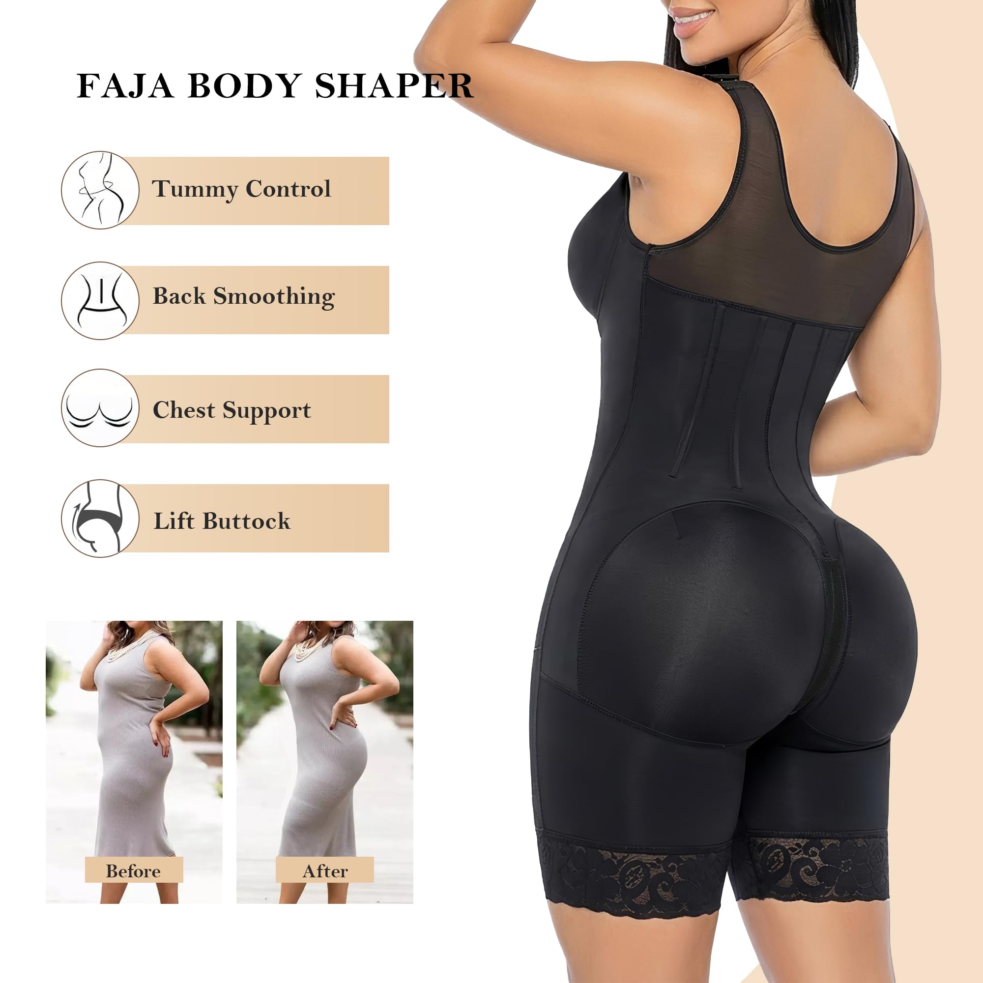 YIANNA Overbust Fajas Colombianas Shapewear per le donne controllo della pancia Body Shaper Cintura Post Chirurgia Compressione Indumento