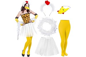 6 Pcs Halloween Chicken Tutu Set: Rooster Outfits, Headpiece, Beak, Feather Boa,...