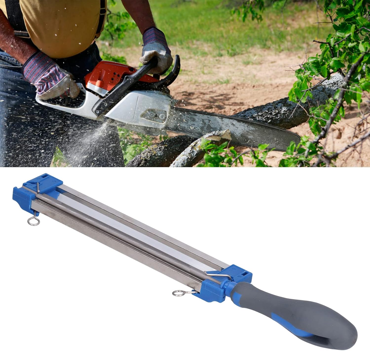 Tyenaza 2 in 1 Chainsaw Sharpener, Easy File Sharpener 5/32" 11/64" Round Files for 3/8" Low Profile Chainsaw Chain