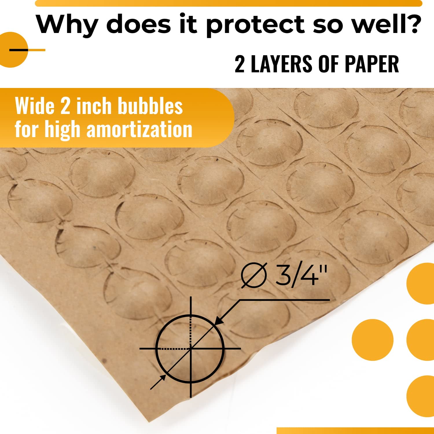 IDL Packaging Papel de 12 x 100 pies, alternativa ecológica a las burbujas de plástico, tamaño de burbuja de 3/4 pulgadas, material de embalaje para mudanza, envío y almacenamiento