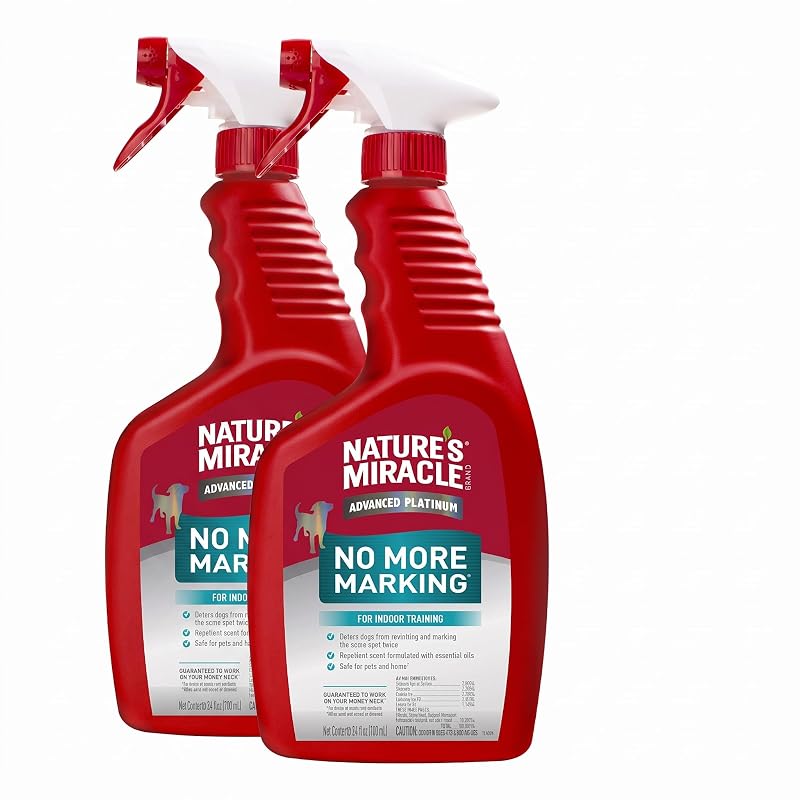 Repelente em Spray para Cães Nature's Miracle Advanced Platinum No More Marking com Óleos Essenciais, Capim-limão, Pacote com 2 Frascos de 720 mL