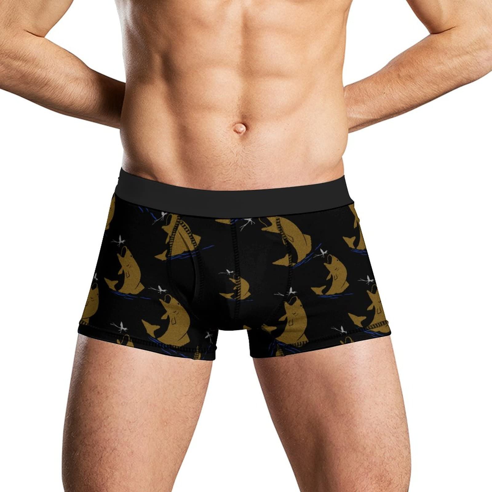 Fwjzdsp Men's As Pic Fishing Carp Funny Boxer Brief Underwear Short Stretch Panty Lightweight