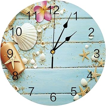 Amazon Co Jp 掛け時計 おしゃれ 壁掛け時計 静音 時計 壁掛け 北欧 掛時計 シェルヒトデの花プリント壁時計モダンなデザイン家の装飾寝室静かな時の時計の壁リビングルーム インテリア サイレントムーブメント カチッと音がしない ホーム ベッドルーム キッチン 書斎