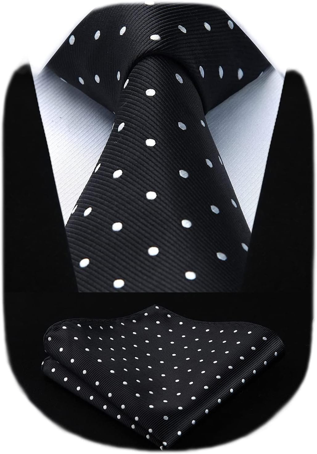 HISDERNTies for Men - 63 inch Extra Long Necktie and Handkerchief Wedding Tie and Pocket Square Set For Party Business Funeral