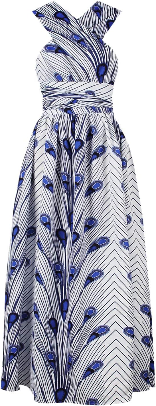 Tynora Women's Sexy African Boho Print Maxi Long Dress Multiway High Waist Party Cocktail Dress