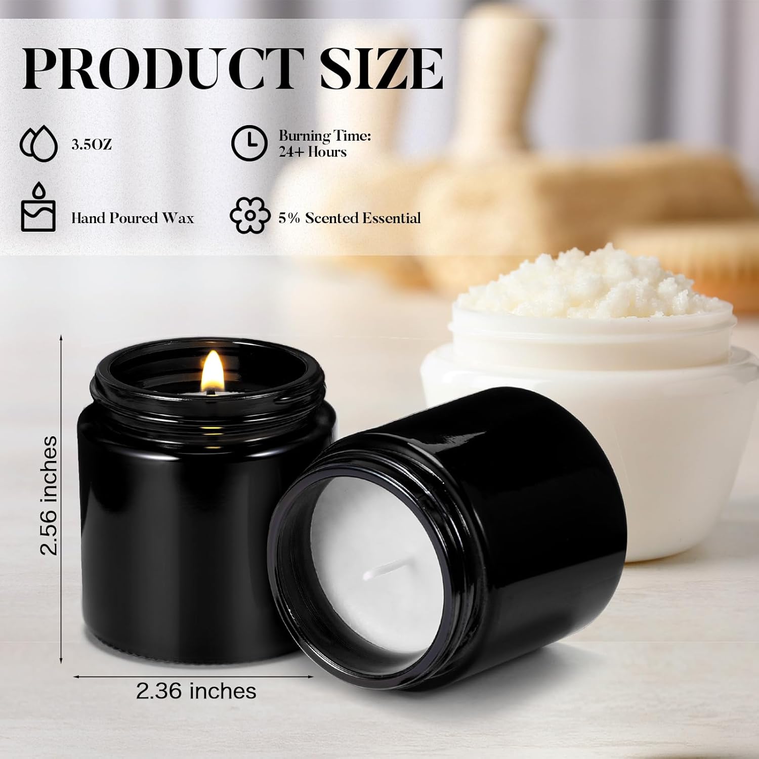 Yexiya 50 Pcs Wedding Mini Mason Jar Candles 3.5oz Scented Small Jars Candles in Bulk 10 Fragrances Relief Aromatherapy Gifts Set for Engagement Birthday Bridal Baby Shower Party Favors(Black)