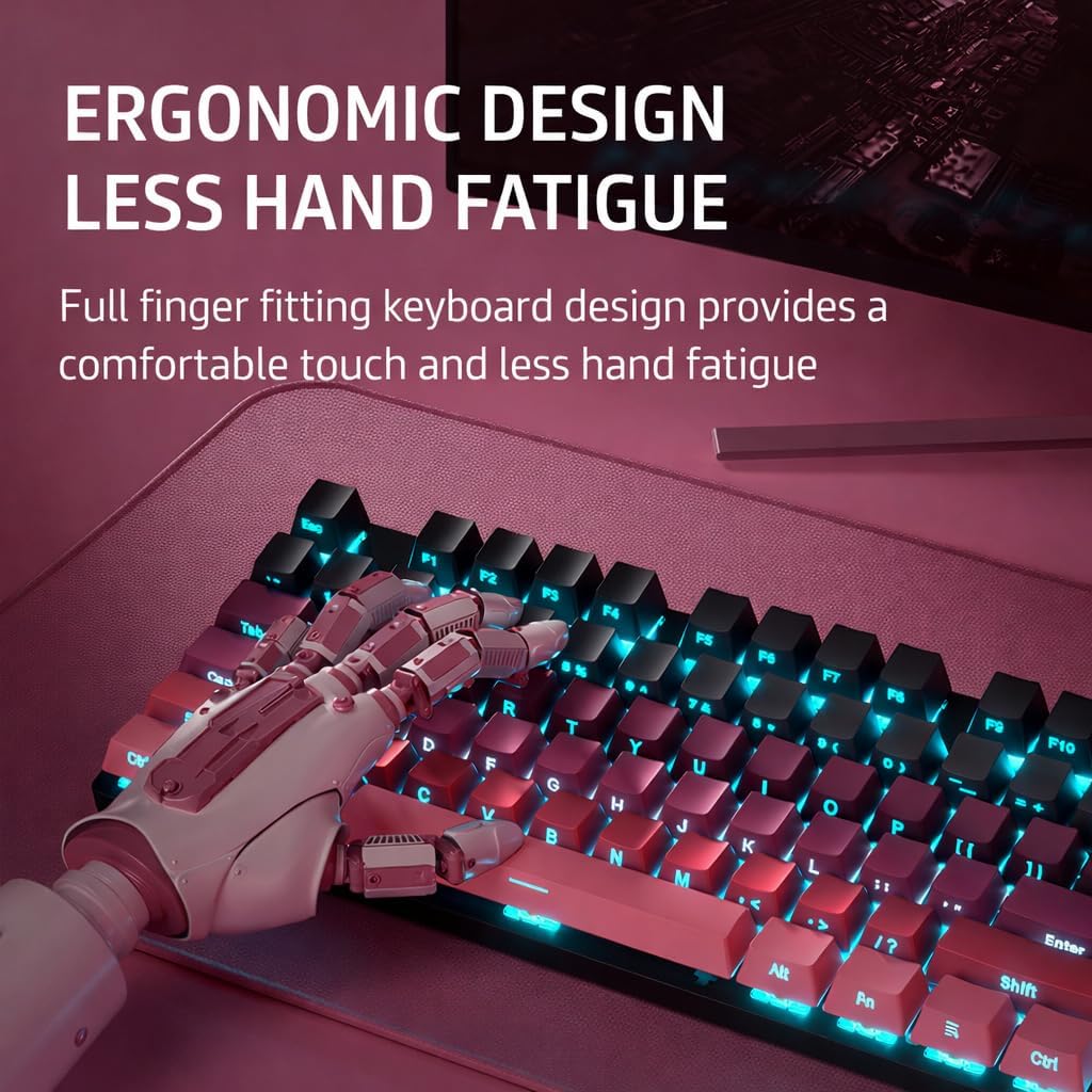 HP GK400F Wired Mechanical Gaming Keyboard and Mouse Combo, Wired USB 104-Key Full Size, Brown Mechanical Switches, Blue Backlit, Compatible with Desktop and Laptop (Black+Pink)